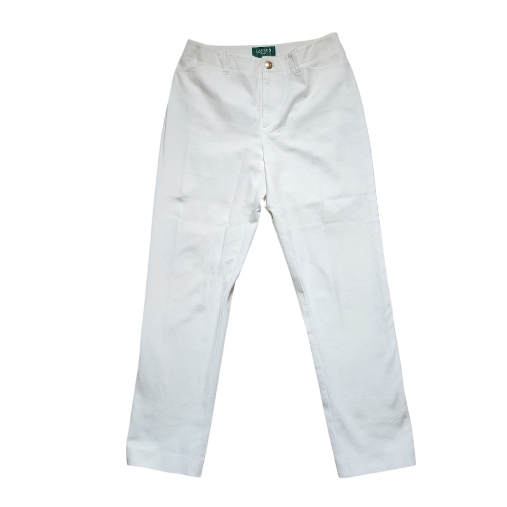 Ralph Lauren White Cotton Stretch Pants Size 6 Petite
